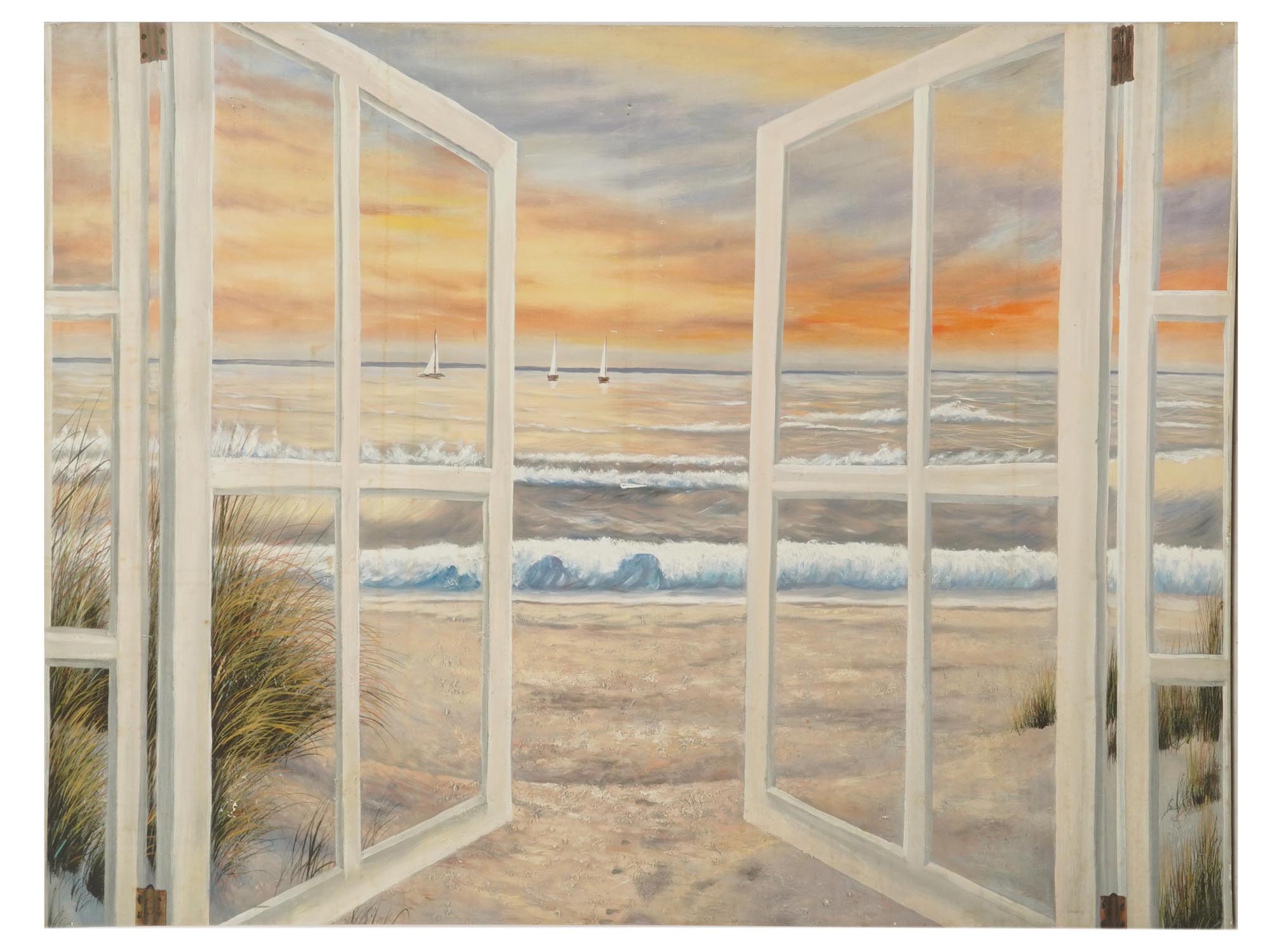 AMERICAN COLOR PRINT ON CANVAS WINDOW SEA VIEW PIC-0